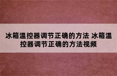 冰箱温控器调节正确的方法 冰箱温控器调节正确的方法视频